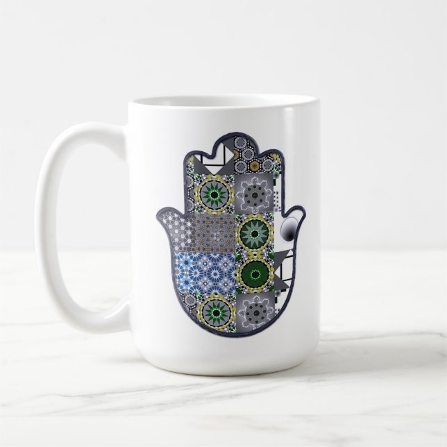 Taza De Café Khamsa Hand Patchwork 2 (Izquierda)