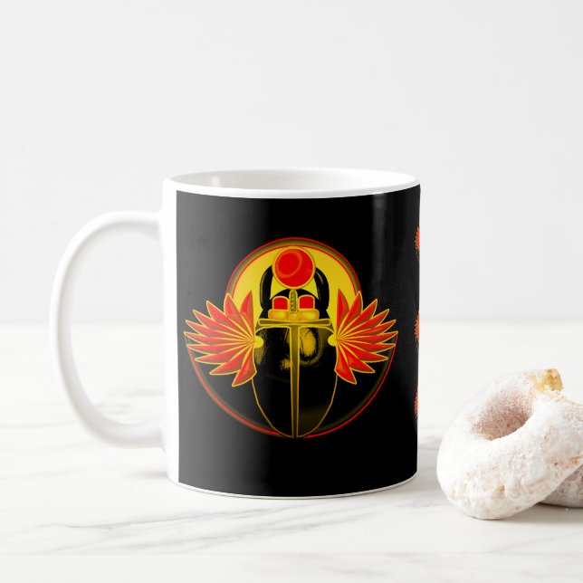 Taza De Café Kherpi Dios del Sol Naciente, escarabajo escarabaj (Con donut)