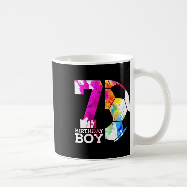 Taza De Café Kids 7 Birthday Boy Soccer 7th Birthday  (Derecha)
