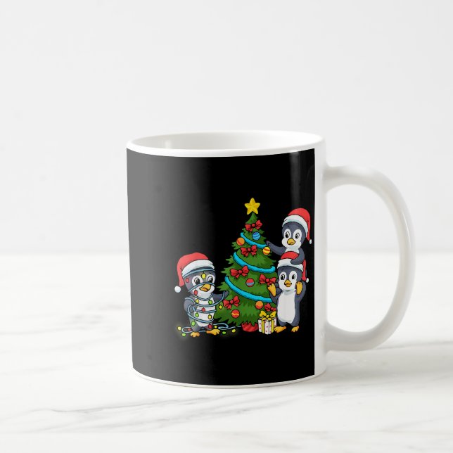 Taza De Café Kids Christmas Penguin Christmas Tree Lights Baubl (Derecha)