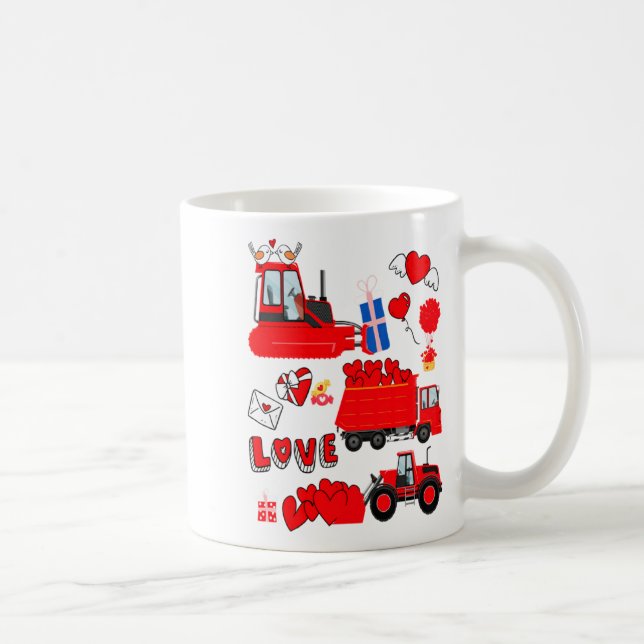 Taza De Café Kids Construction Vehicle Valentine Crane Truck Cu (Derecha)