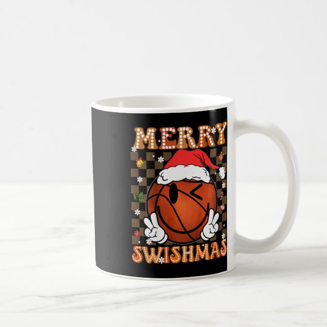 Taza De Café Kids Groovy Merry Swishmas Navidades Xmas Basketba (Derecha)