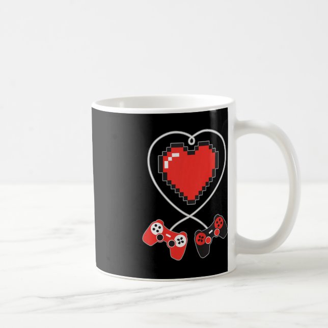 Taza De Café Kids Heart Pixel Art Video Game Controller Valenti (Derecha)