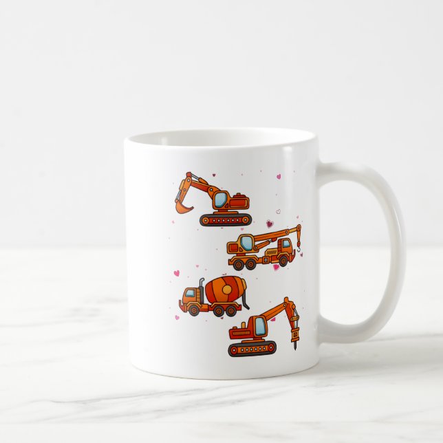 Taza De Café Kids Valentines Day Construction Trucks Boys Kids  (Derecha)