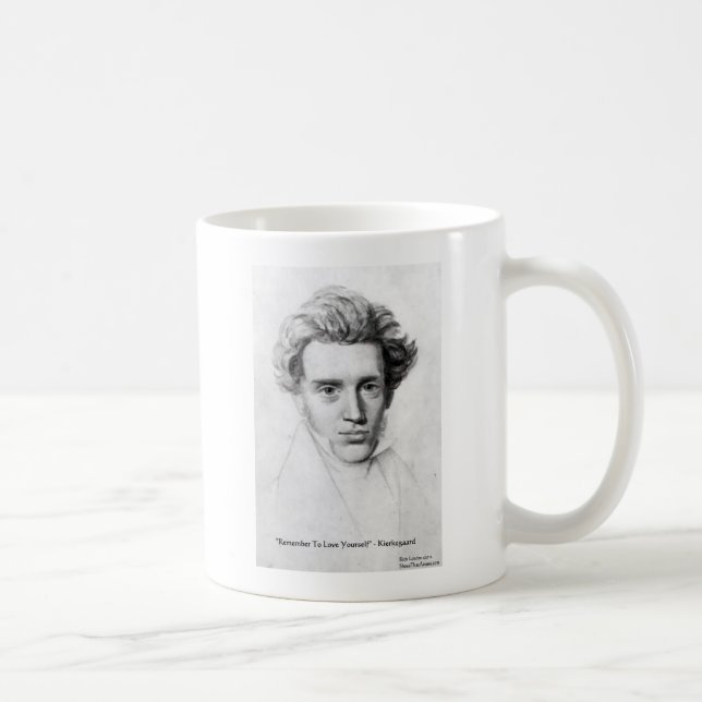 Taza De Café Kierkegaard "Ama A Ti Mismo" Cita De Amor Regalos  (Derecha)