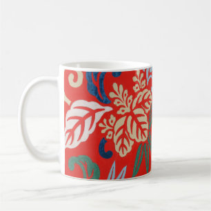 Taza De Café Kimono japonés rojo hawaiano: Floral vintage