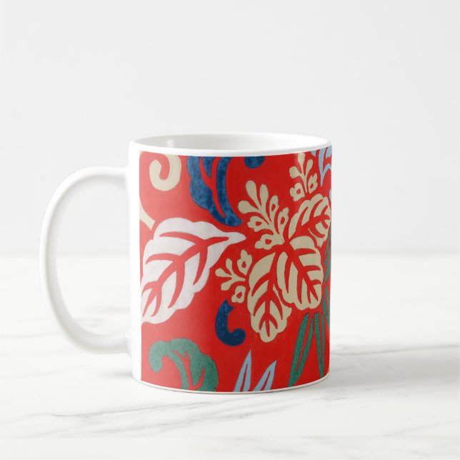 Taza De Café Kimono japonés rojo hawaiano: Floral vintage (Izquierda)