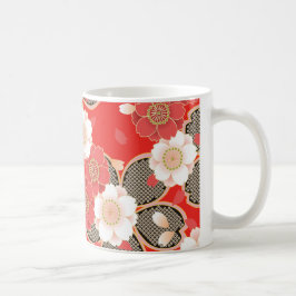 Taza De Café Kimono japonés Sakura rojo y blanco