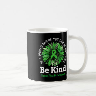 Taza De Café Kind Green Ribbon Sunflower Mental Health Awarts