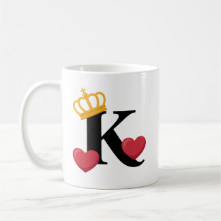 Taza De Café King of Hearts Crowned K Emblem