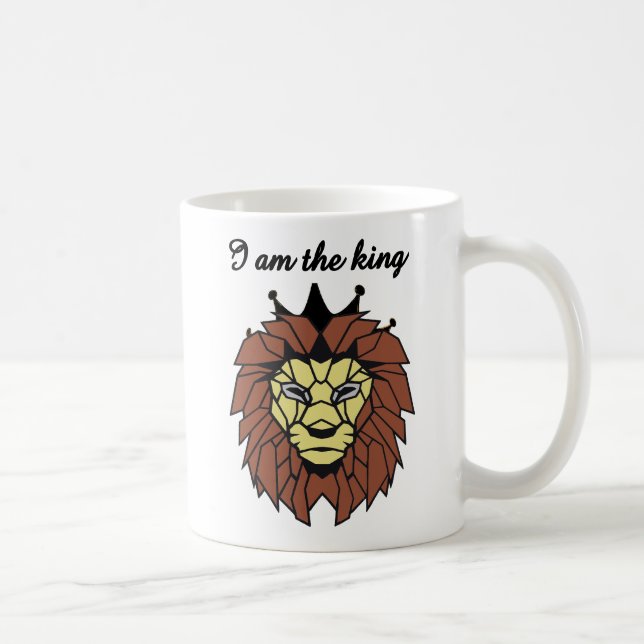 Taza De Café King of Strength – Geometric Lion Mug (Derecha)