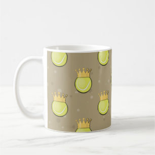 Taza De Café King Tennis - Patrón continuo sobre fondo marrón