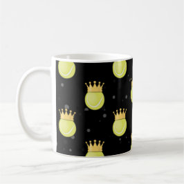 Taza De Café King Tennis - Patrón continuo sobre fondo negro