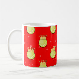 Taza De Café King Tennis - Patrón continuo sobre fondo rojo