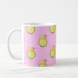 Taza De Café King Tennis - Patrón continuo sobre fondo rosa 
