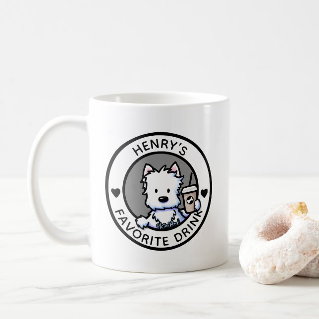Taza De Café KiniArt Westie Mug Personalizado (Con donut)