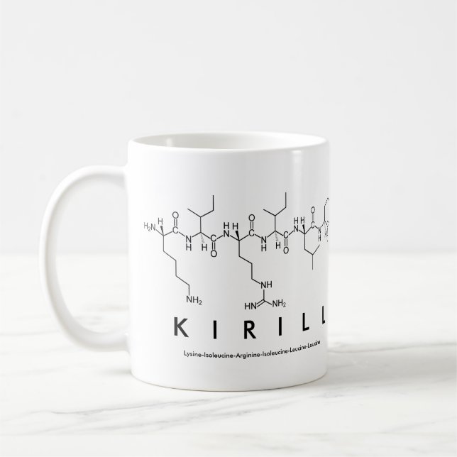 Taza De Café Kirill peptide name mug (Izquierda)