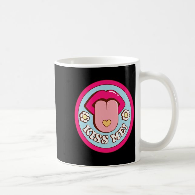 Taza De Café Kiss Me Flower Tongue Out Valentines Day Womens Me (Derecha)