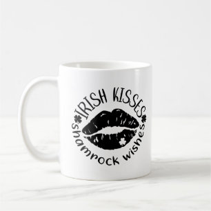 Taza De Café Kisses y chamrock irlandeses desean camisetas para