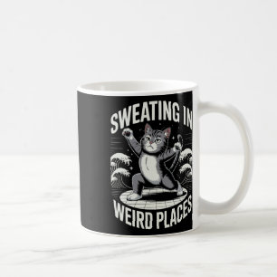 Taza De Café Kit de aeróbic de gato de yoga gatito sudando en l