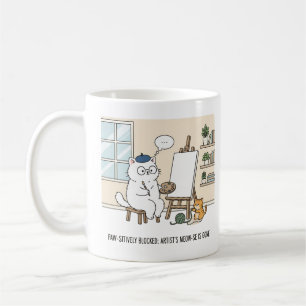 Taza De Café Kit de bloqueo de artista de gato blanco adorable 