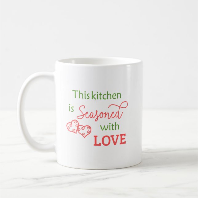 Taza De Café Kitcheen sazonado con amor Diseño Café Mug Cup (Izquierda)
