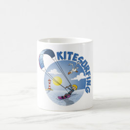 Taza De Café Kite surfing blue illustration 