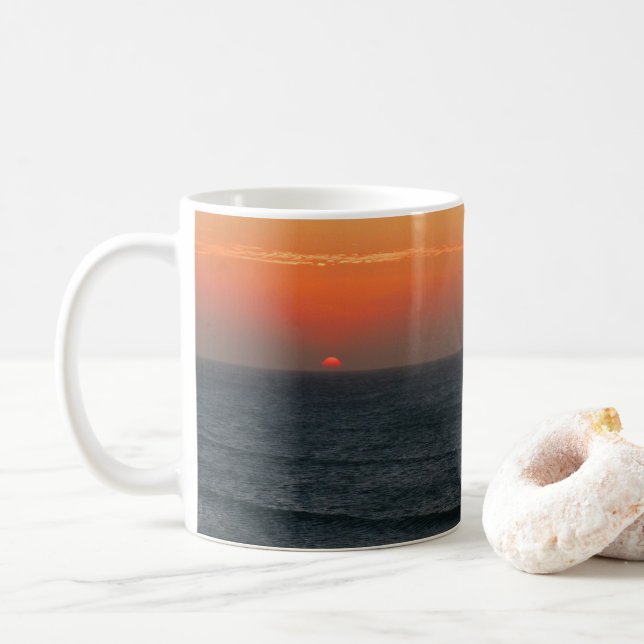 Taza De Café Kitesurfing en la puesta del sol (Con donut)
