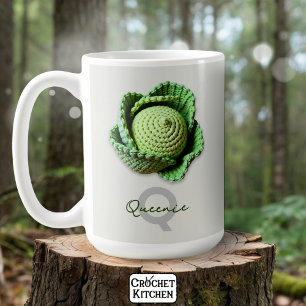 Taza De Café Kitschy Nombra moderna Jardín Crochet Cabbage Nomb