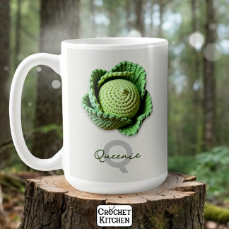 Taza De Café Kitschy Nombra moderna Jardín Crochet Cabbage Nomb