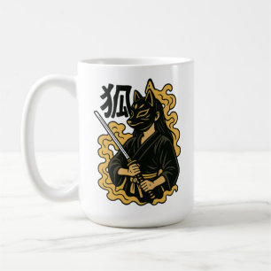 Taza De Café Kitsune Samurai Warrior - Arte de la máscara de Fo