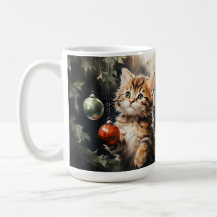 TAZA DE CAFÉ KITTEN DE TABBY MARRÓN ADORABLE CON BALLAS DE NAVI