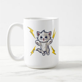 Taza De Café Kitten fierce pussy cat lightning bolts FEMALE ERA