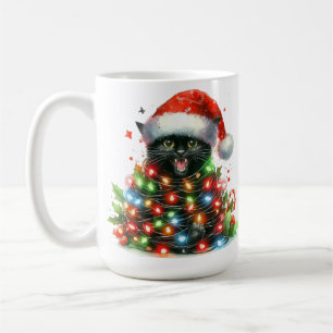 TAZA DE CAFÉ KITTEN NEGRO ADORABLE AGRAVADO A LA LUZ DE LOS NAV