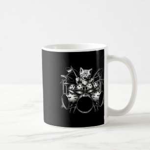 Taza De Café Kitten Rock Band Funny Gato Drummer Kitty Jugando 