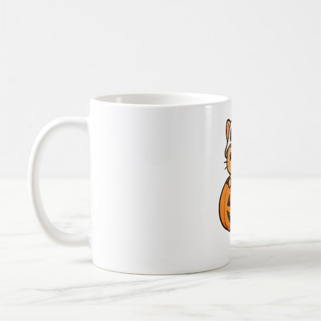 Taza De Café Kitty de Halloween dentro de una camiseta clásica  (Izquierda)