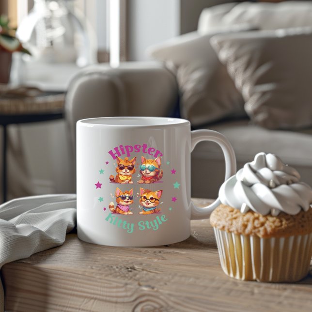 Taza De Café Kitty Hipster Style (Subido por el creador)