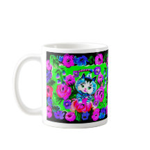 Kitty in the Basket Retro Mug