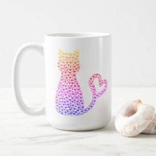 Taza De Café Kitty Rainbow Heart Love Coffee Mug