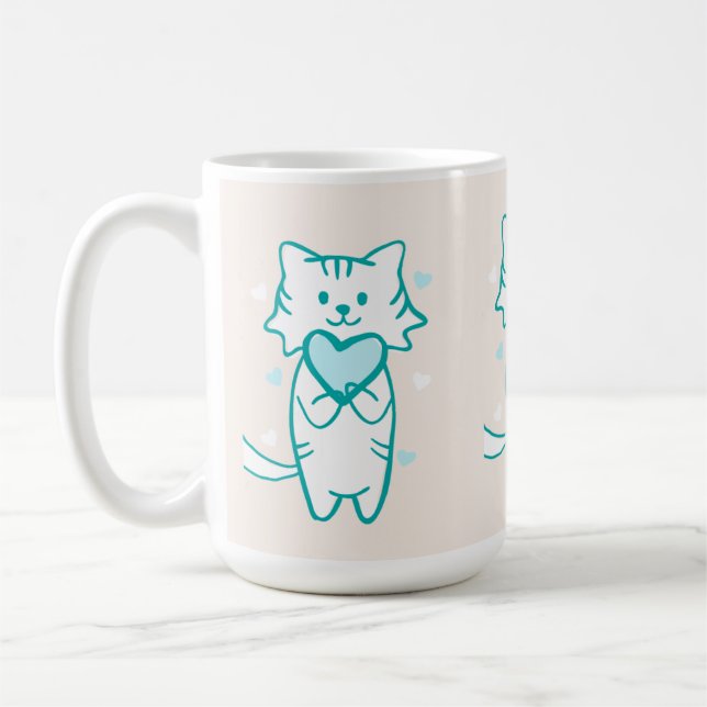 Taza De Café Kitty verde azulado (Izquierda)
