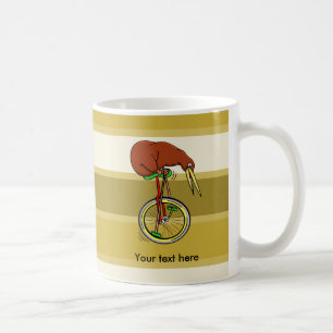 Taza De Café Kiwi Montando Un Ilustracion Gracioso De Unicycle
