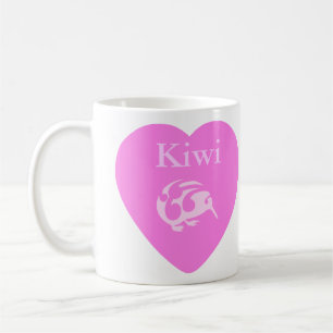 Taza De Café Kiwi para el corazón rosa