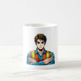 Taza De Café Klassische, weiße Tasse mit Manga-Sicherheitsfachm
