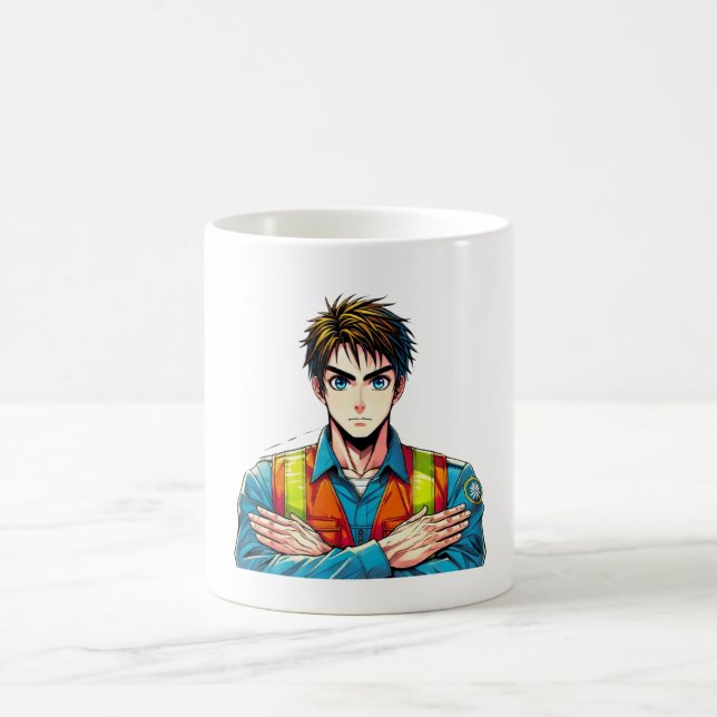 Taza De Café Klassische, weiße Tasse mit Manga-Sicherheitsfachm (Centro)