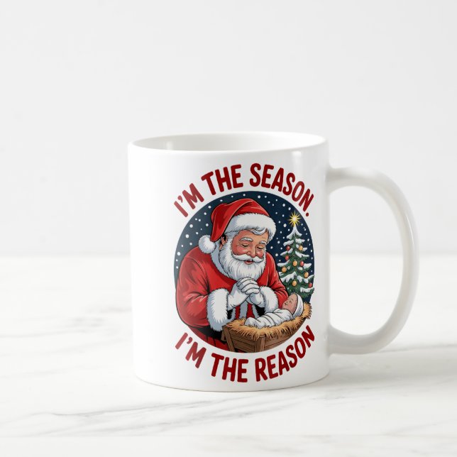 Taza De Café Kneeling Santa Baby Jesus Christmas I'm Season Rea (Derecha)