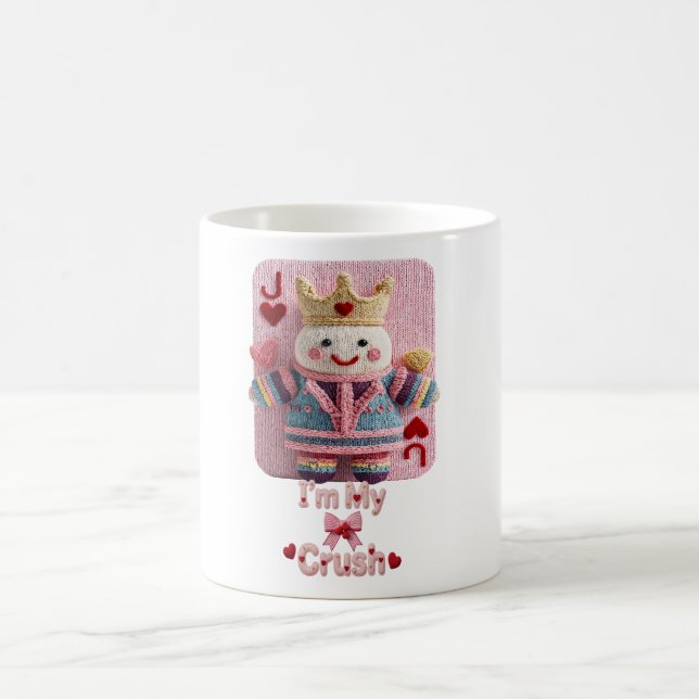 Taza De Café Knitted Queen of Hearts Valentine Self-Love Doll (Centro)