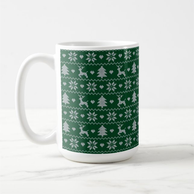 Taza De Café Knitted seamless Christmas pattern (Izquierda)