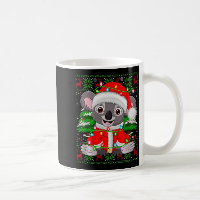 Taza De Café Koala Christmas Lights Santa Costume Ugly Xmas Swe (Derecha)