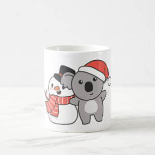 Taza De Café Koala Con Snowman En Invierno Para Navidades