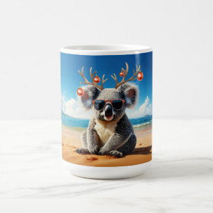 Taza De Café Koala en la playa con cuernos y adornos